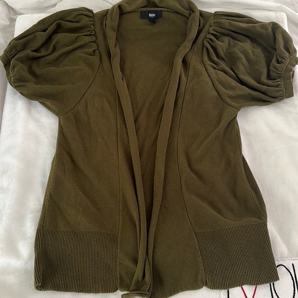 Mossimo Olive Green Short Puff Sleeve Cardigan - Picture 1 of 4